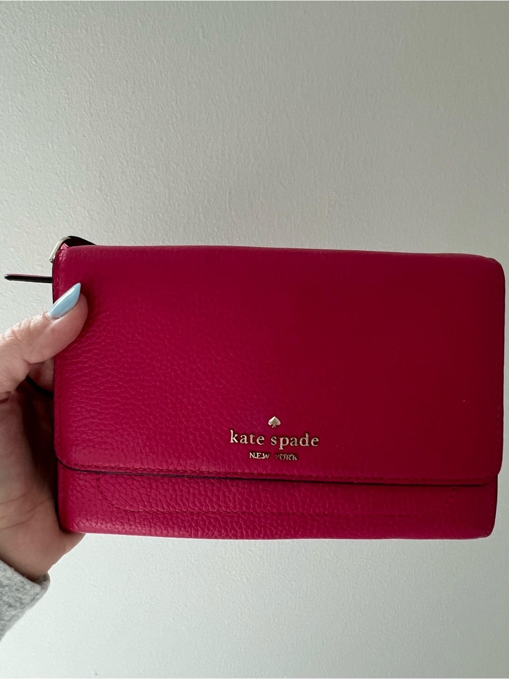 kate spade Hot Pink Pebbled Leather Crossbody Wallet